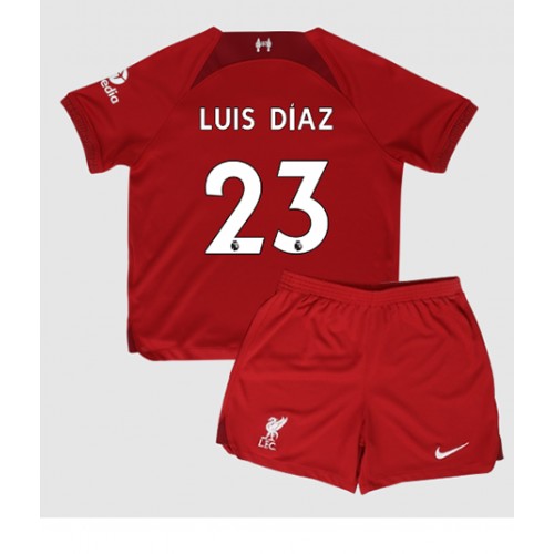 Dres Liverpool Luis Diaz #23 Domaci za djecu 2022-23 Kratak Rukav (+ kratke hlače)